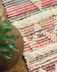 Multi colour wool and recycled threads rug