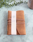 Hand made leather wrap notebook - Tan