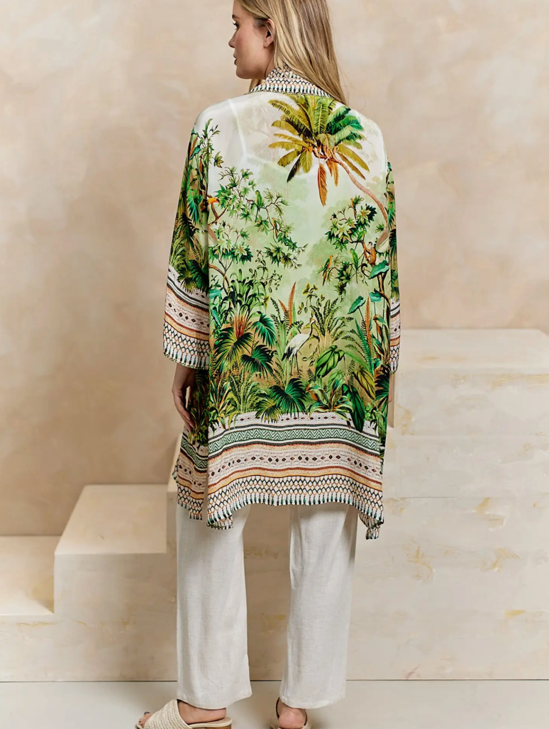 Tropical Palm Print Kimono