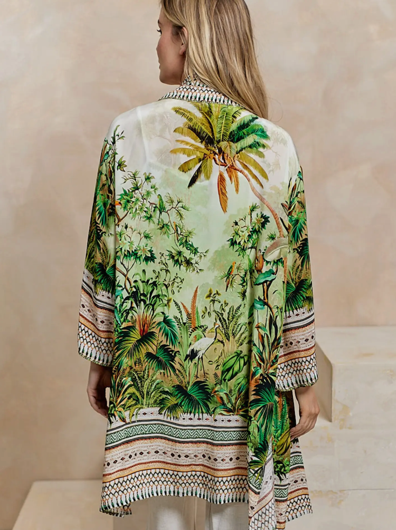 Tropical Palm Print Kimono