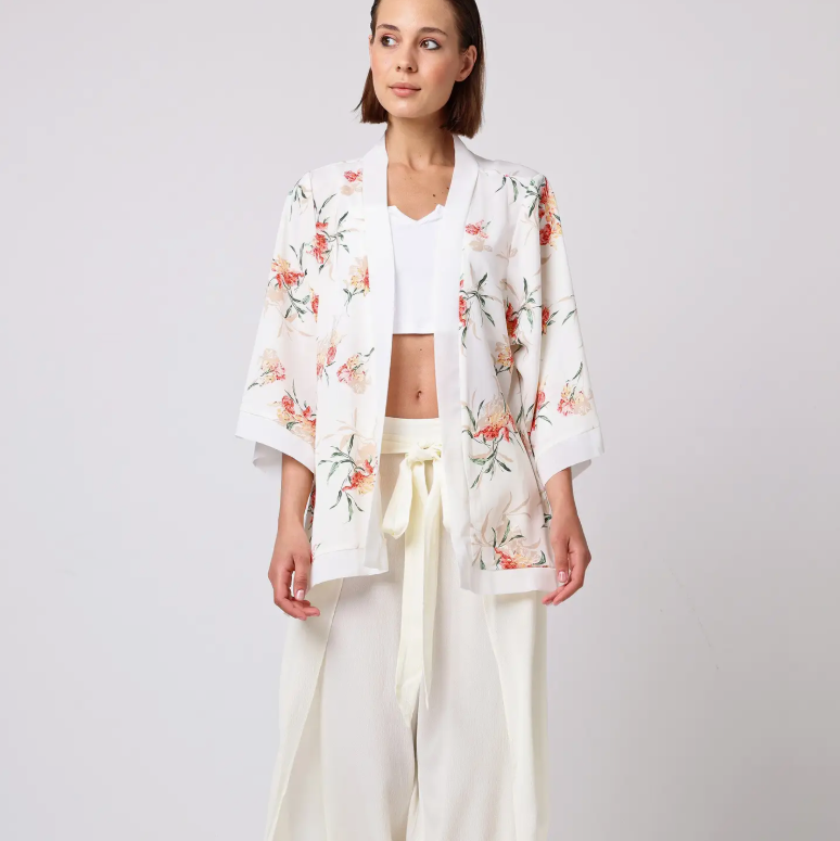 White Floral Kimono