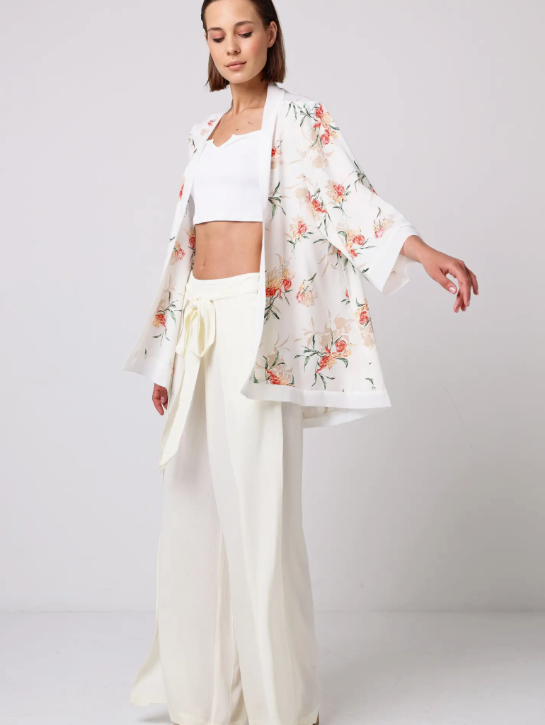 White Floral Kimono