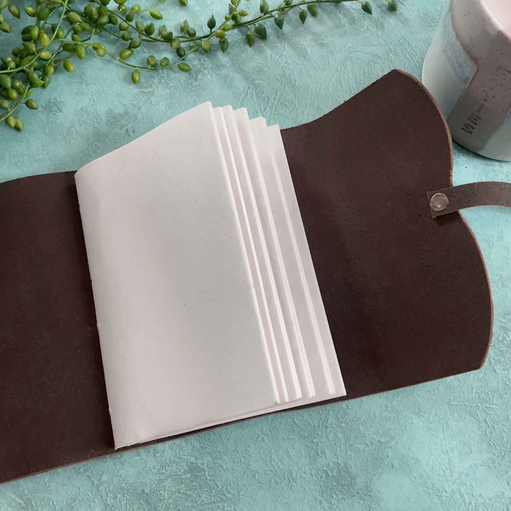 Hand made leather wrap notebook - Dark Brown