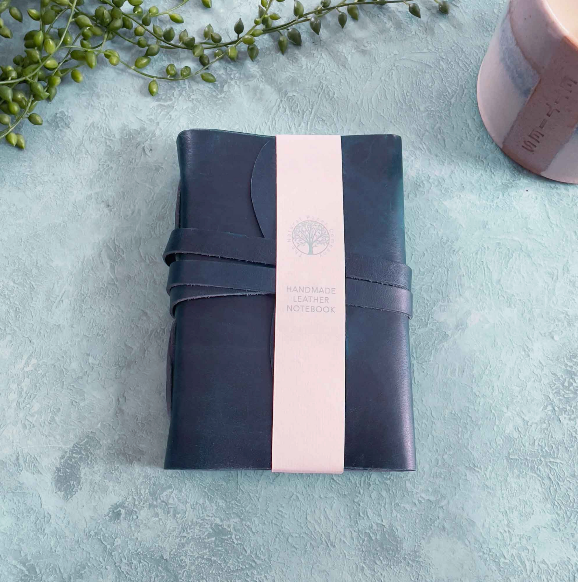 Hand made leather wrap notebook - Dark Brown