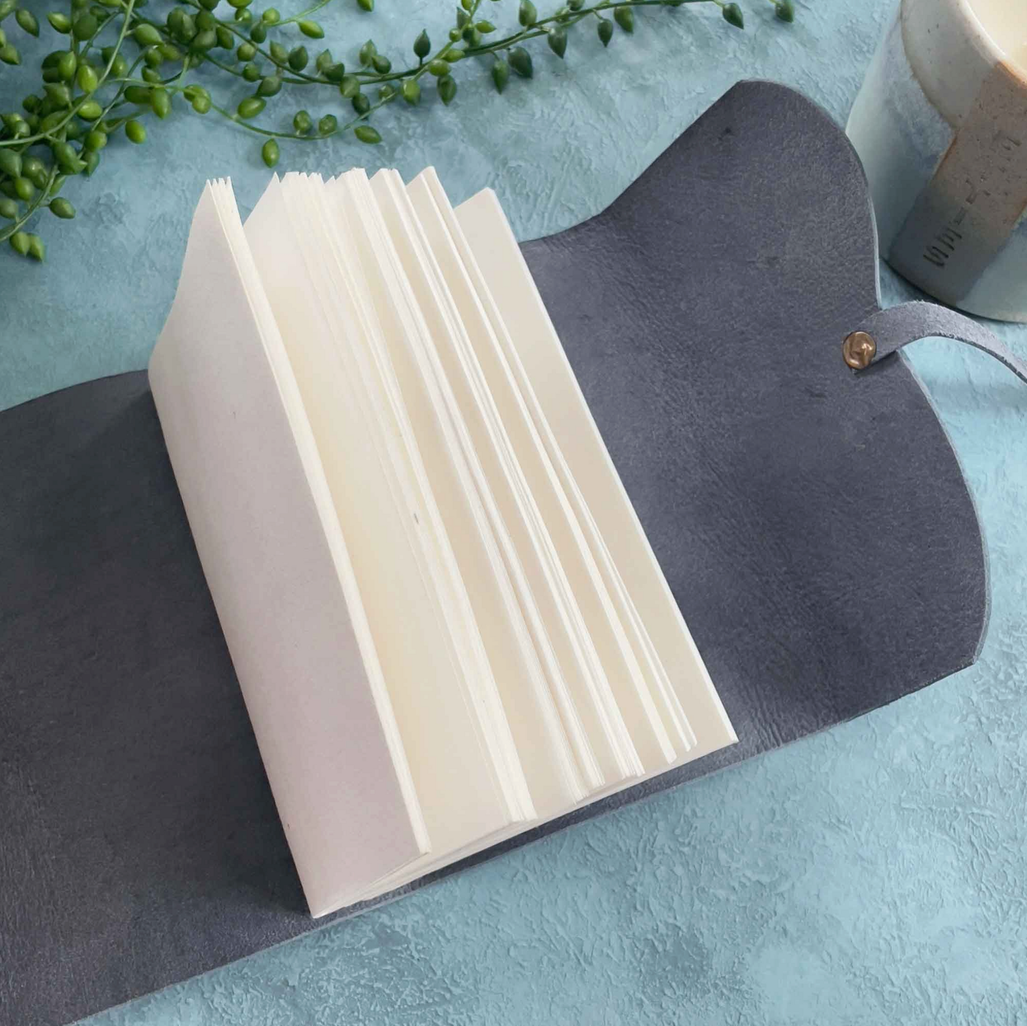 Hand made leather wrap notebook - Dark Brown