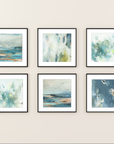 Set of Six Mini Art Prints in Blue