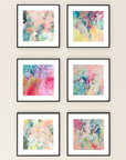 Set of Six Mini Art Prints in Pink