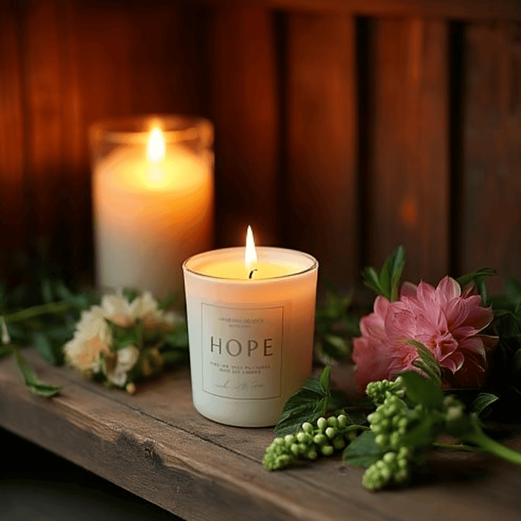 HOPE pure essential oil candle - relieves anxiety and encourages optimism - Amanda Heath Art
