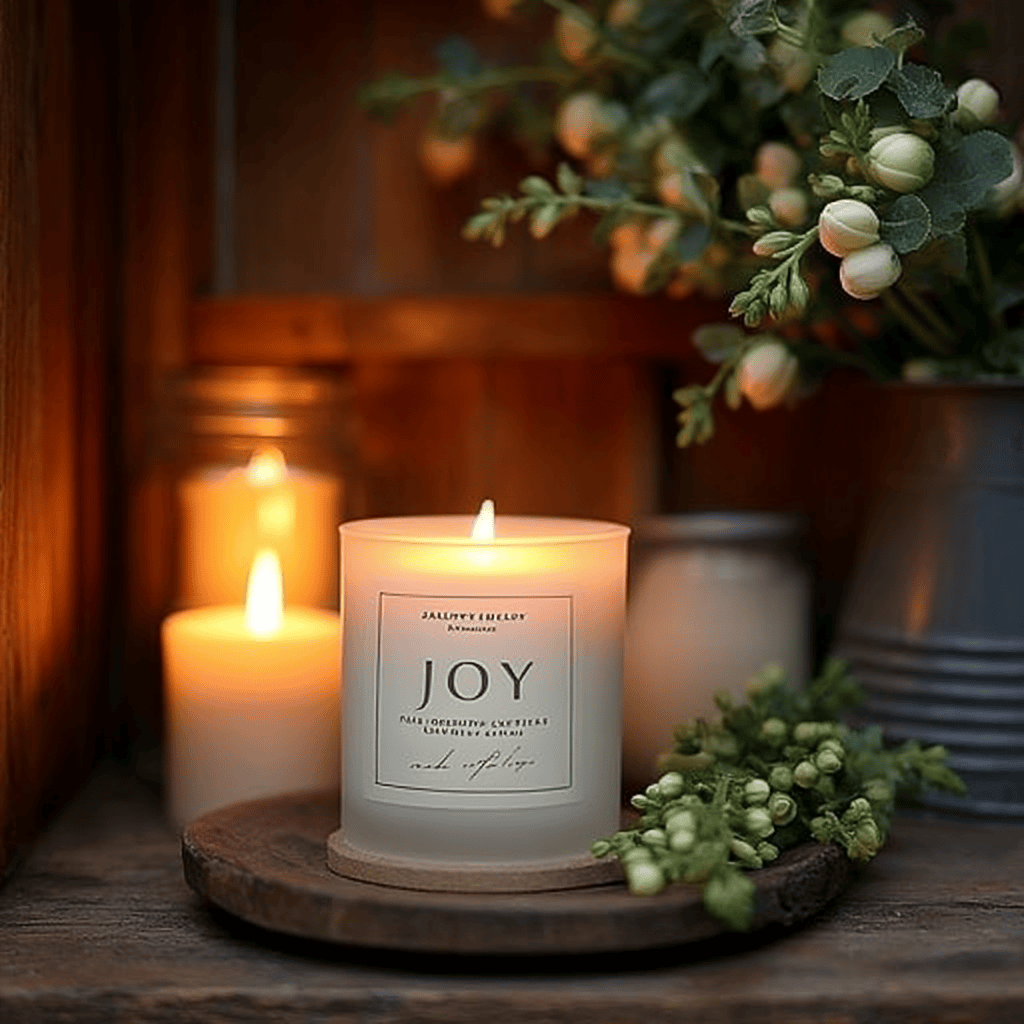 JOY pure essential oil candle - lifts your mood and centres you - Amanda Heath Art