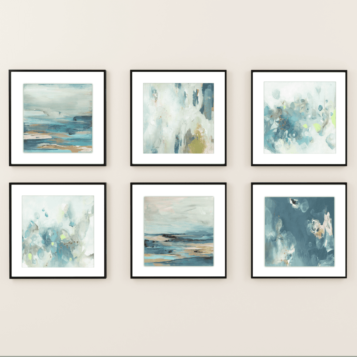 Set of Six Mini Art Prints in Blue - Amanda Heath Art
