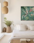 green abstract art bedroom